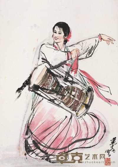 黄胄 朝鲜舞 立轴 97.5×68.5cm